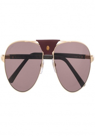 Cartier men's metallic santos aviator frame sunglasses