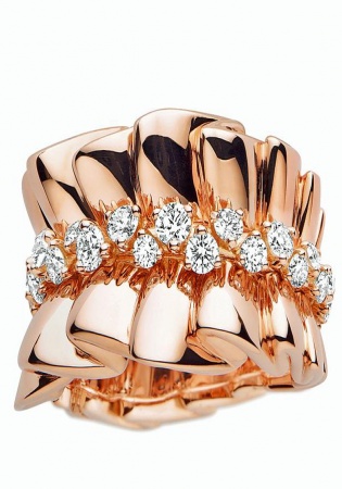 Dior archi dior bar en corolle pink gold and diamond ring