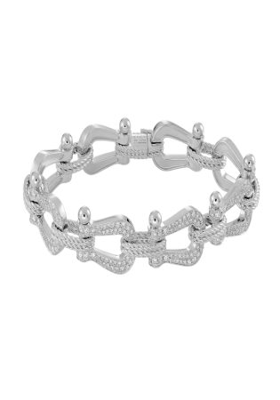 Fred force 10 bracelet in white gold paved with diamonds. 8 buckles