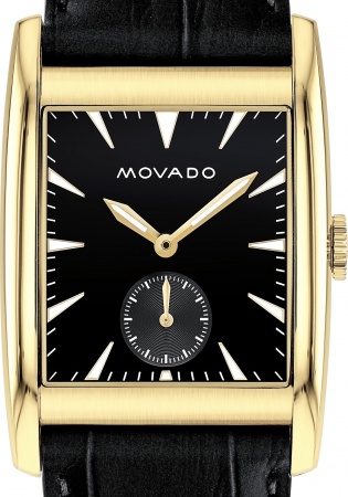 Movado heritage second small black dial watch