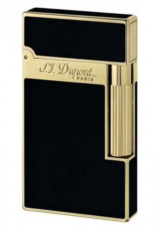 S.t. dupont 016296 lighter line 2 chinese lacquer black gold plated