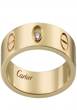 Cartier love wedding band, 1 diamond 18k yellow gold