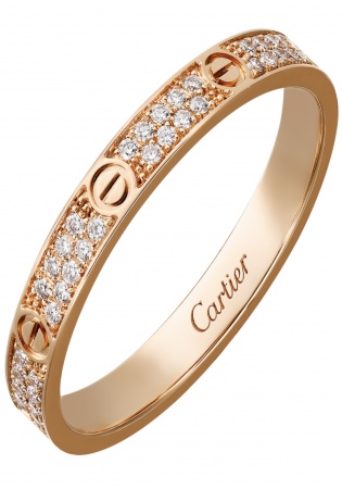 Cartier love ring, sm pink gold, diamonds