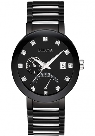 Bulova men's 98d109 diamond-accented black stainless steel watch