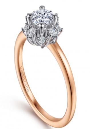 Gabriel & co. unique 14k white-rose gold halo diamond engagement ring