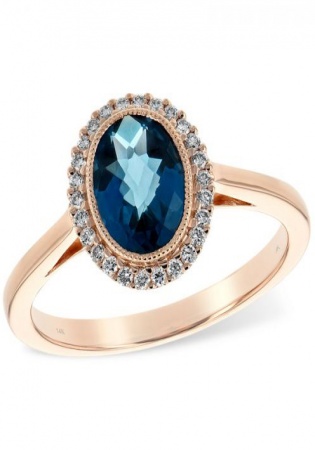Allison kaufman 14k rose gold gemstone & diamond ring