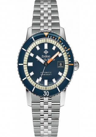 Zodiac super sea wolf 53 navy dial automatic men's watch 