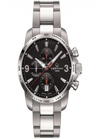 Certina men's automatic chronograph watch leather strap xl c001.427.11