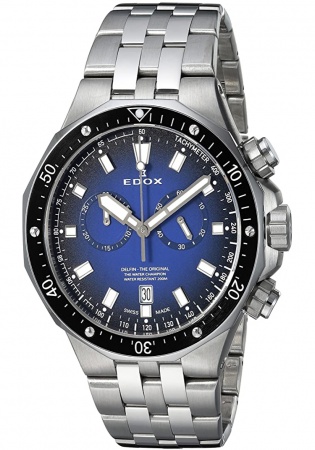 Edox men's delfin quartz watch stainless steel 10109 3m