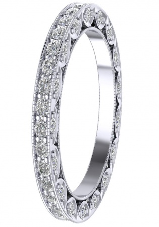 Parissart eternity milgrain band platinum 950 diamond men’ ring handmade