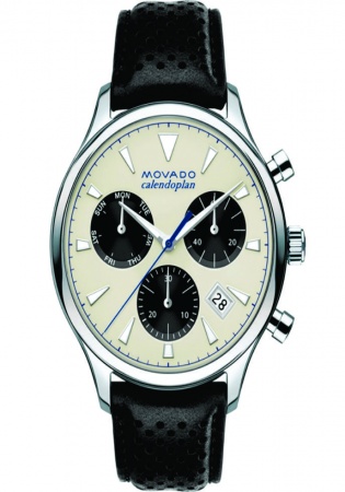Heritage calendoplan chrono leather strap watch 