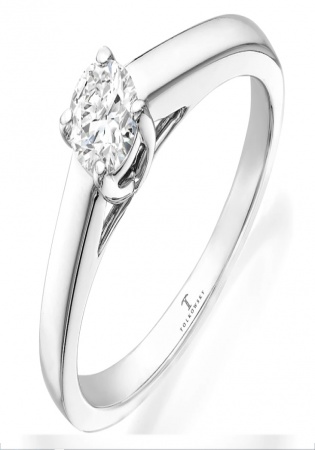 Tolkowsky diamond solitaire ring 1/3 ct round 14k white gold