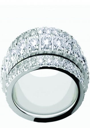 Parissart possession moissanite diamond 3-rows large band ring in 14k tjas