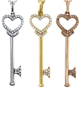 Effy diamond diamond heart key pendant