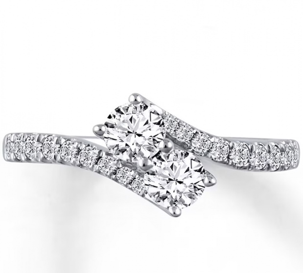Ever us two-stone diamond ring 14k white gold H0