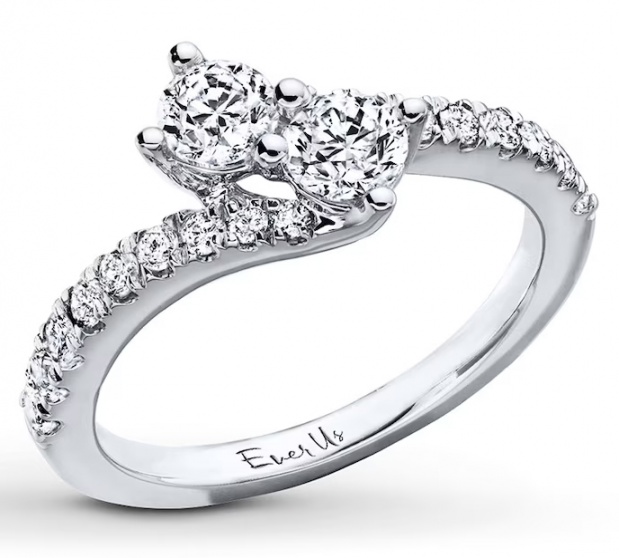 Ever us two-stone diamond ring 14k white gold H1