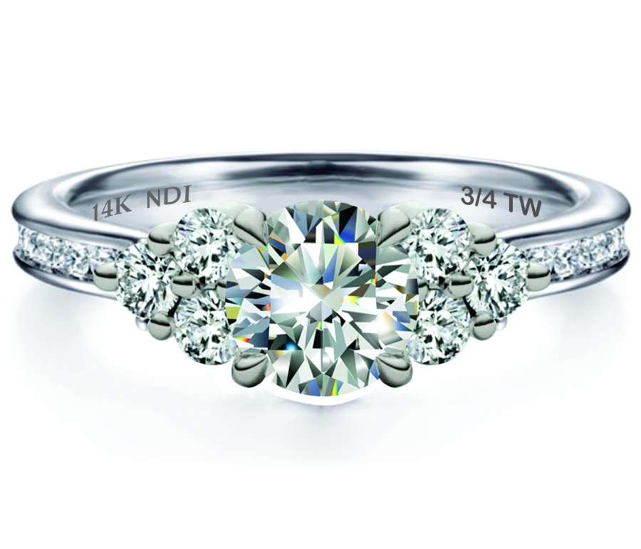 Ndi 3/4tw diamond three stone setting four prong engagement ring H0