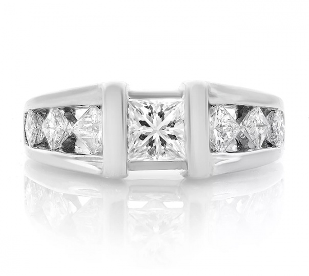 Morgan channel princess diamond engagement in 14k H0