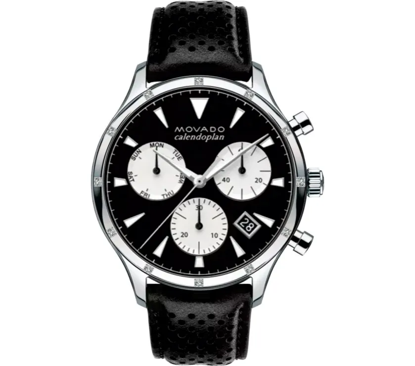 Movado Heritage Calendoplan Chrono Mens Watch Natural Diamond