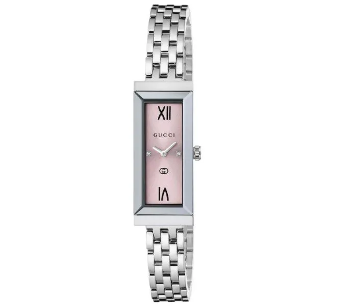 Gucci Pink Dial Diamond  Stainless Steel Bracelet YA127516 Watch 14x34MM