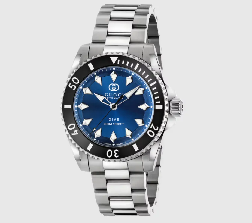 Gucci Dive Blue Dial Automatic Bracelet en Acier Montre 40MM