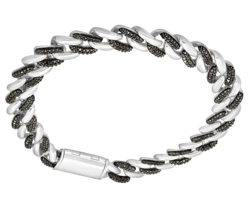 Men's Black Diamond 1/2 ct. tw. Style Link Bracelet in Silver