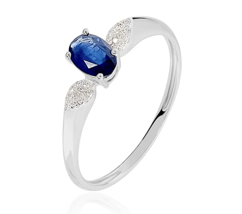 Bague Edgina Or Blanc Saphir Et Diamant