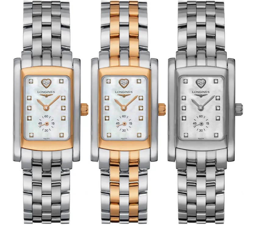Longines DolceVita Mini Diamond 18K Rose Gold and Steel Quartz Womens
