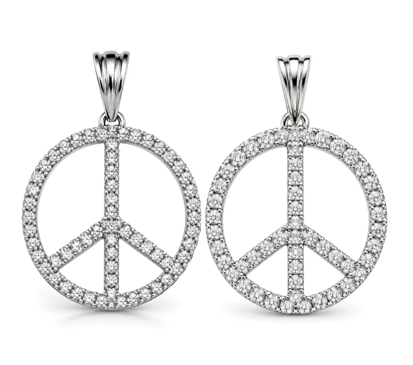Parissart Coexist Piece Sign Micropave Natural Diamond Pendant in 10K