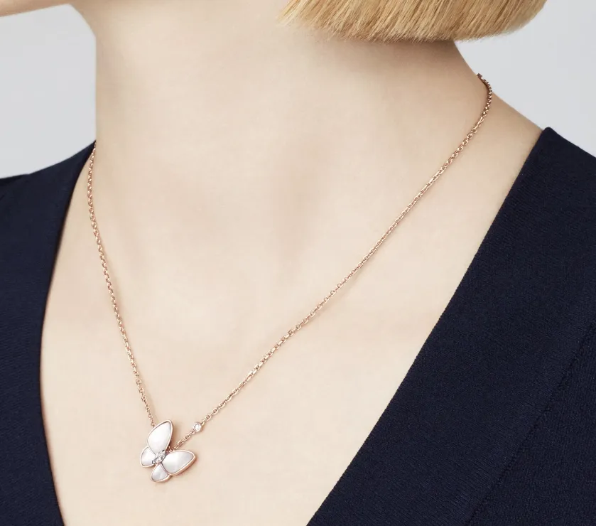 Van Cleef Arpels 2 Butterfly pendant VCARO8FO00 18K Rose Gold Diamond