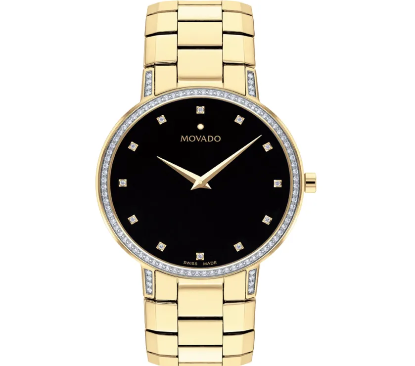 Movado Faceto Diamond PVD Steel Quartz WristWatch